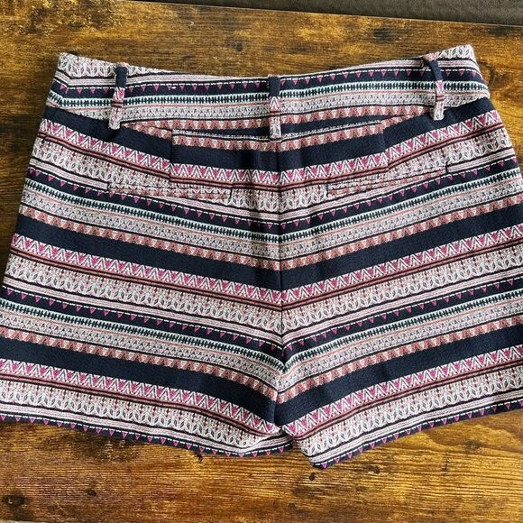 Ann Taylor Loft Navy & Pink Boho Textured Striped Riviera Shorts - Picture 9 of 9